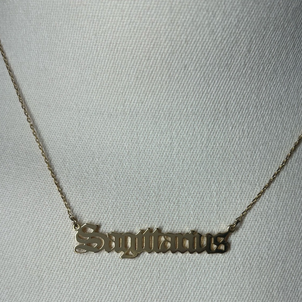 "Sagittarius" Old English 16” Gold Tone Necklace